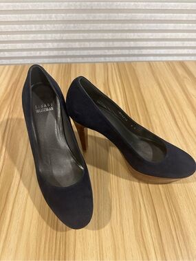 Stuart Weitzman Blue Suede Platform Heels
